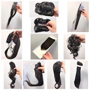 Brand New Lot 11pcs Hair Extensions Wig Different Lengths*Dark Brown Black Color